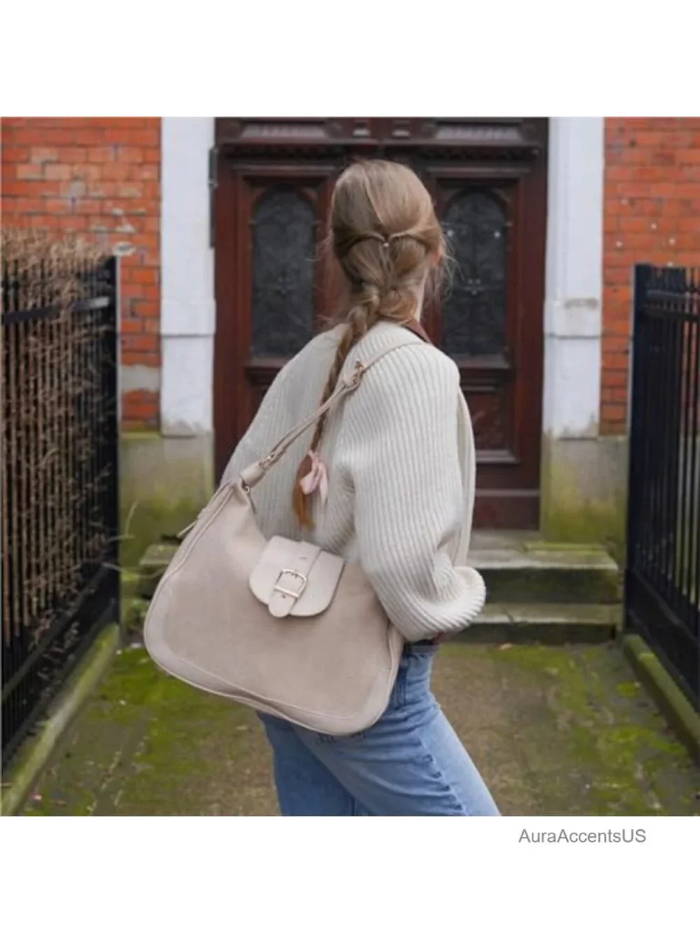 Large Hobo Handbag Women Suede Faux Leather Shoulder Bag